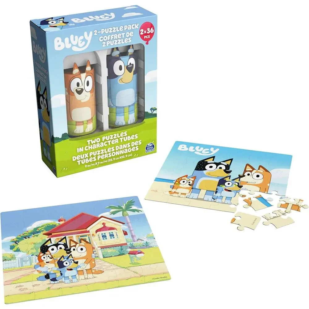 🔥Bluey 36-Piece Jigsaw Puzzles Two Pack BundleEasy Tube 2pk Jigsaw Puzzle💥